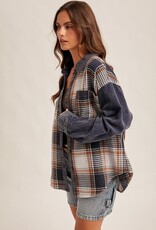 509 Broadway Waffle Texture Plaid Corduroy Schacket