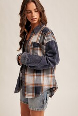 509 Broadway Waffle Texture Plaid Corduroy Schacket