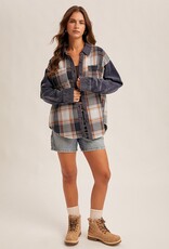 509 Broadway Waffle Texture Plaid Corduroy Schacket