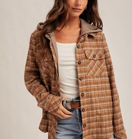 509 Broadway Button Down Plaid Shirt W/ Hoodie