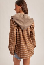 509 Broadway Button Down Plaid Shirt W/ Hoodie