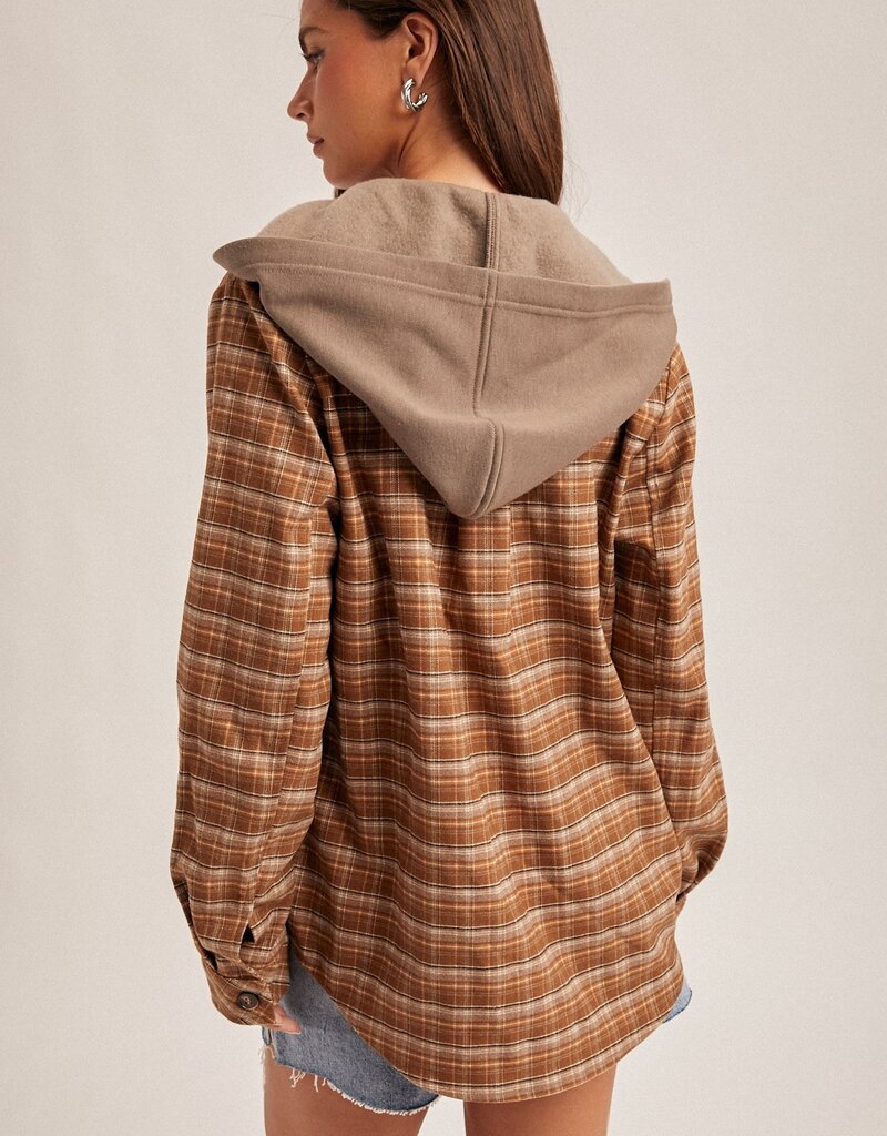 509 Broadway Button Down Plaid Shirt W/ Hoodie