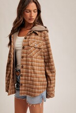 509 Broadway Button Down Plaid Shirt W/ Hoodie