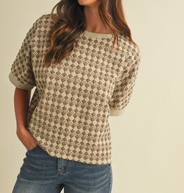 509 Broadway Jacquard Dolman Sleeve Knit Top