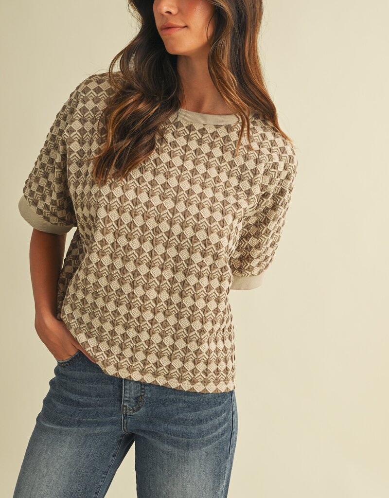 509 Broadway Jacquard Dolman Sleeve Knit Top
