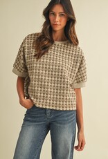 509 Broadway Jacquard Dolman Sleeve Knit Top
