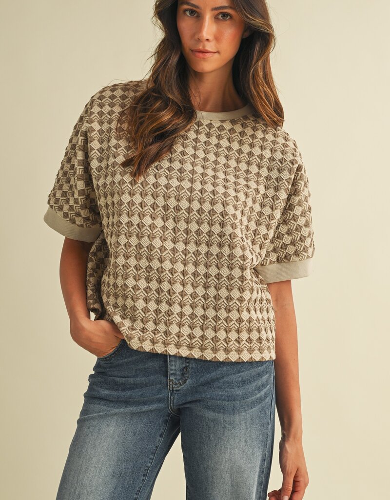 509 Broadway Jacquard Dolman Sleeve Knit Top