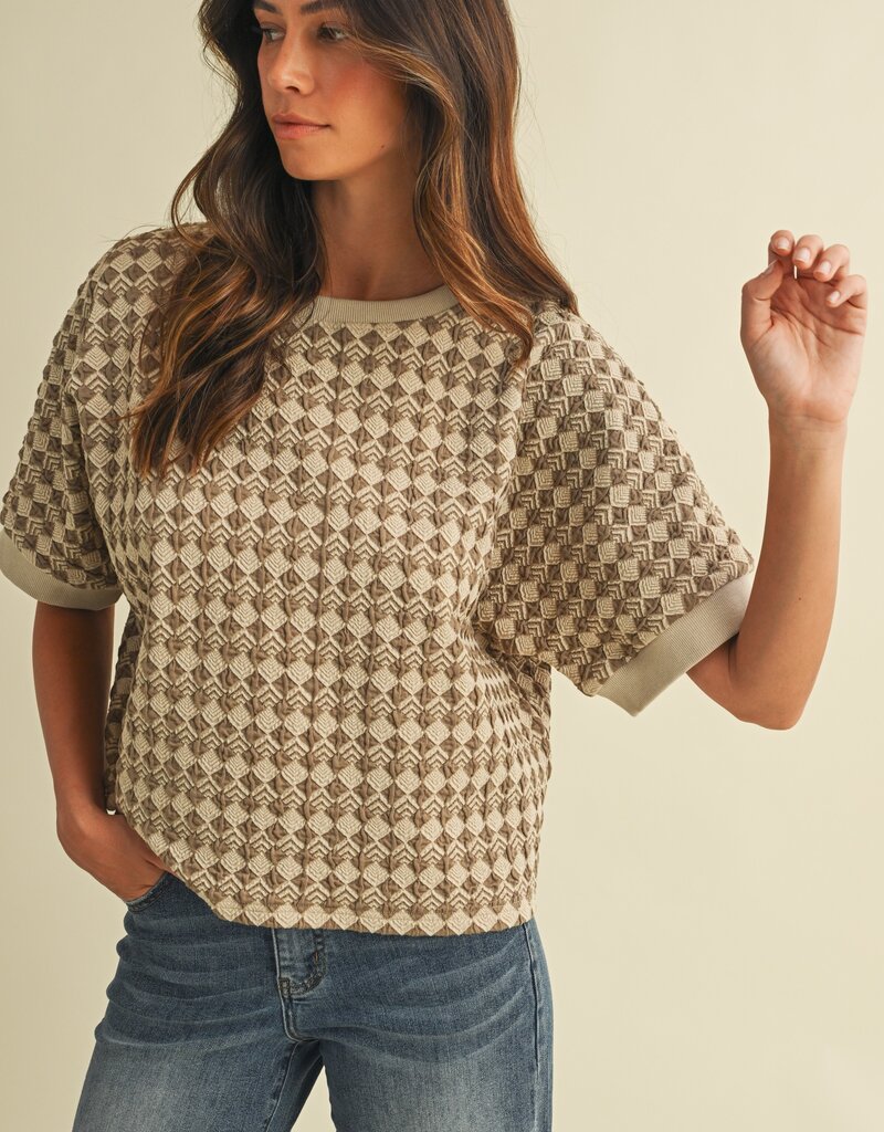 509 Broadway Jacquard Dolman Sleeve Knit Top