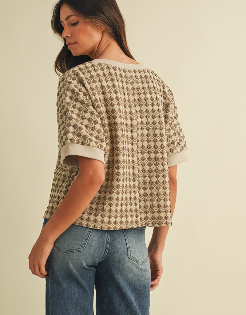 509 Broadway Jacquard Dolman Sleeve Knit Top