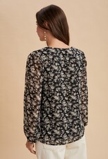 509 Broadway Swiss Dot Print Detail Blouse