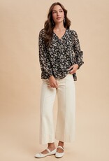 509 Broadway Swiss Dot Print Detail Blouse