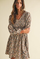 509 Broadway Flower Print Smocked Mini Dress