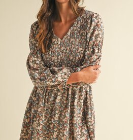 509 Broadway Flower Print Smocked Mini Dress