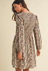 509 Broadway Flower Print Smocked Mini Dress