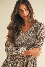 509 Broadway Flower Print Smocked Mini Dress