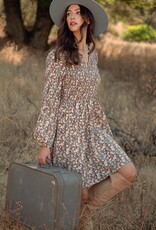 509 Broadway Flower Print Smocked Mini Dress