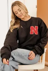 509 Broadway Huskers Chenille Patch Sweatshirt