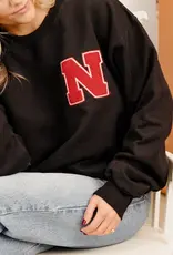 509 Broadway Huskers Chenille Patch Sweatshirt
