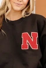 509 Broadway Huskers Chenille Patch Sweatshirt