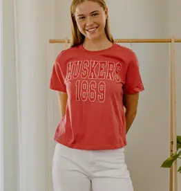 509 Broadway Huskers College Block Puff Perfect Tee