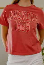 509 Broadway Huskers College Block Puff Perfect Tee