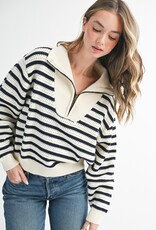 509 Broadway Pointelle Stripe Sweater