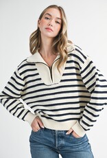 509 Broadway Pointelle Stripe Sweater