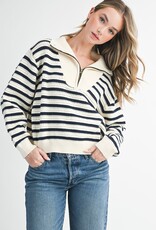 509 Broadway Pointelle Stripe Sweater