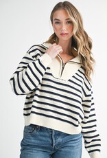 509 Broadway Pointelle Stripe Sweater