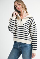 509 Broadway Pointelle Stripe Sweater