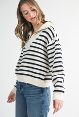 509 Broadway Pointelle Stripe Sweater
