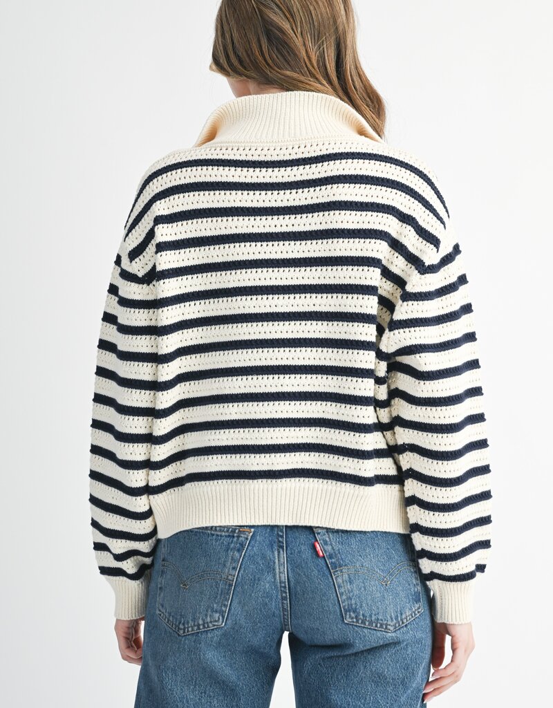 509 Broadway Pointelle Stripe Sweater