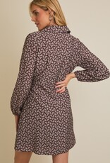 509 Broadway Collared LS Waist Mini Dress