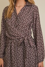 509 Broadway Collared LS Waist Mini Dress