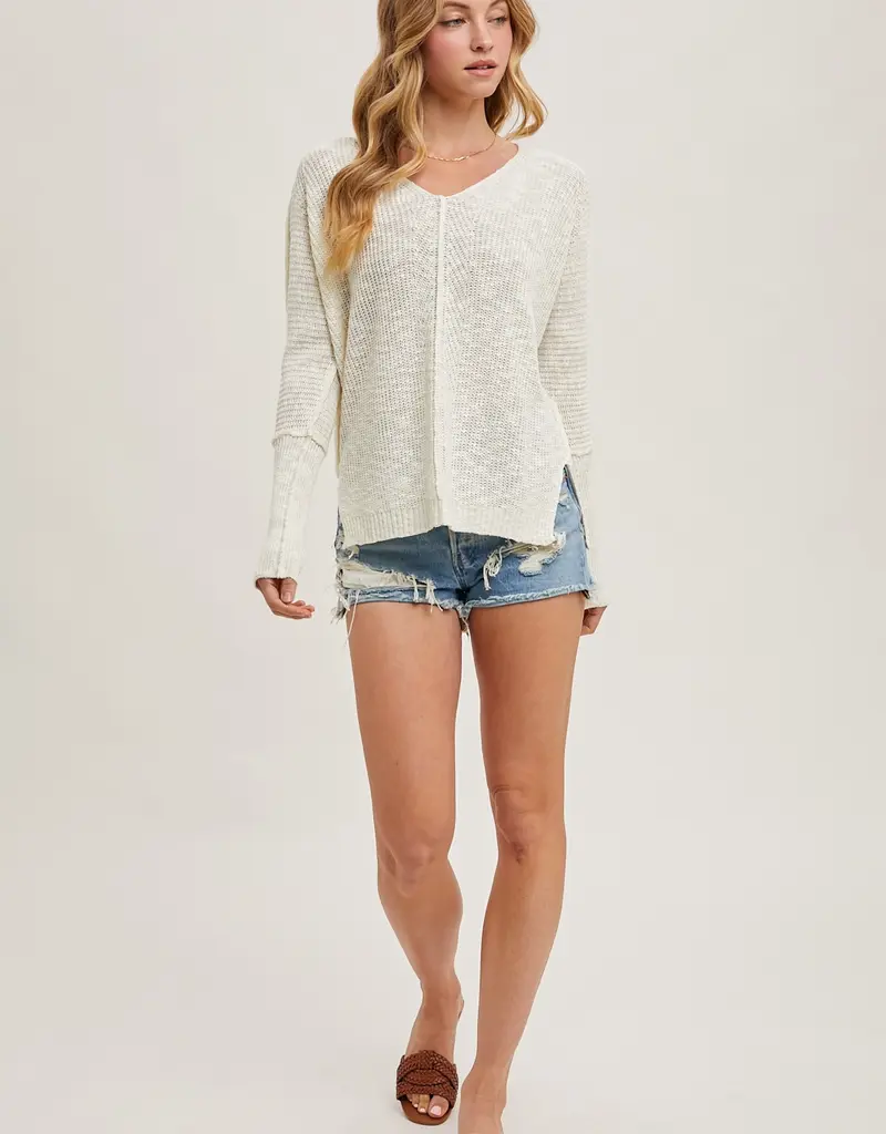 509 Broadway Loose V-Neck Sweater Pullover