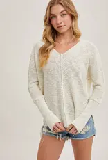 509 Broadway Loose V-Neck Sweater Pullover