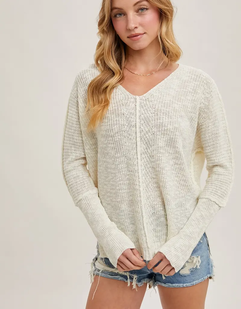 509 Broadway Loose V-Neck Sweater Pullover