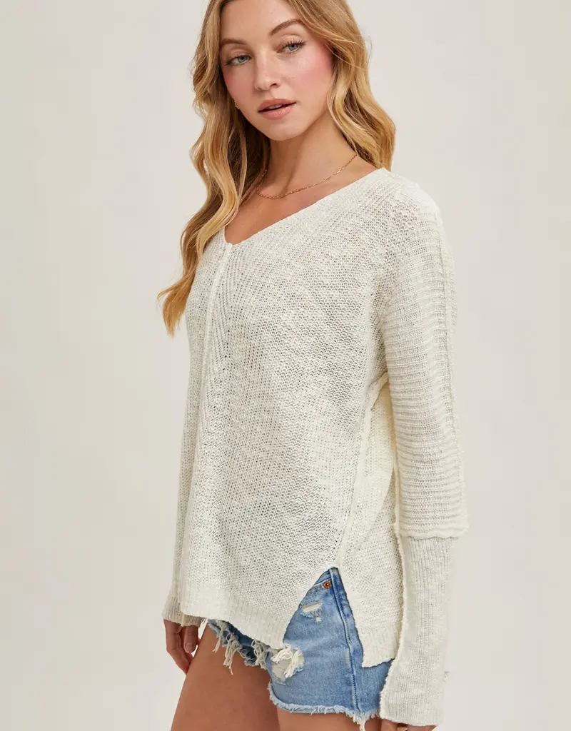 509 Broadway Loose V-Neck Sweater Pullover
