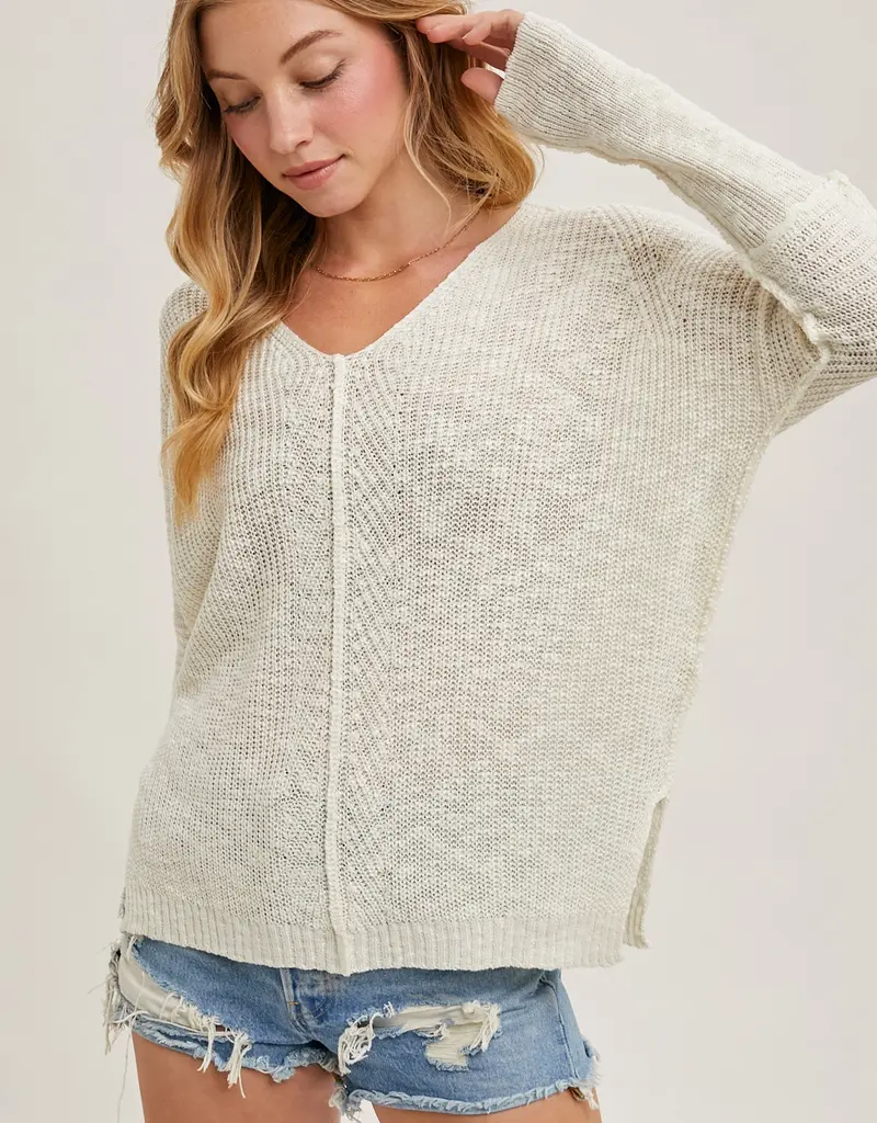 509 Broadway Loose V-Neck Sweater Pullover