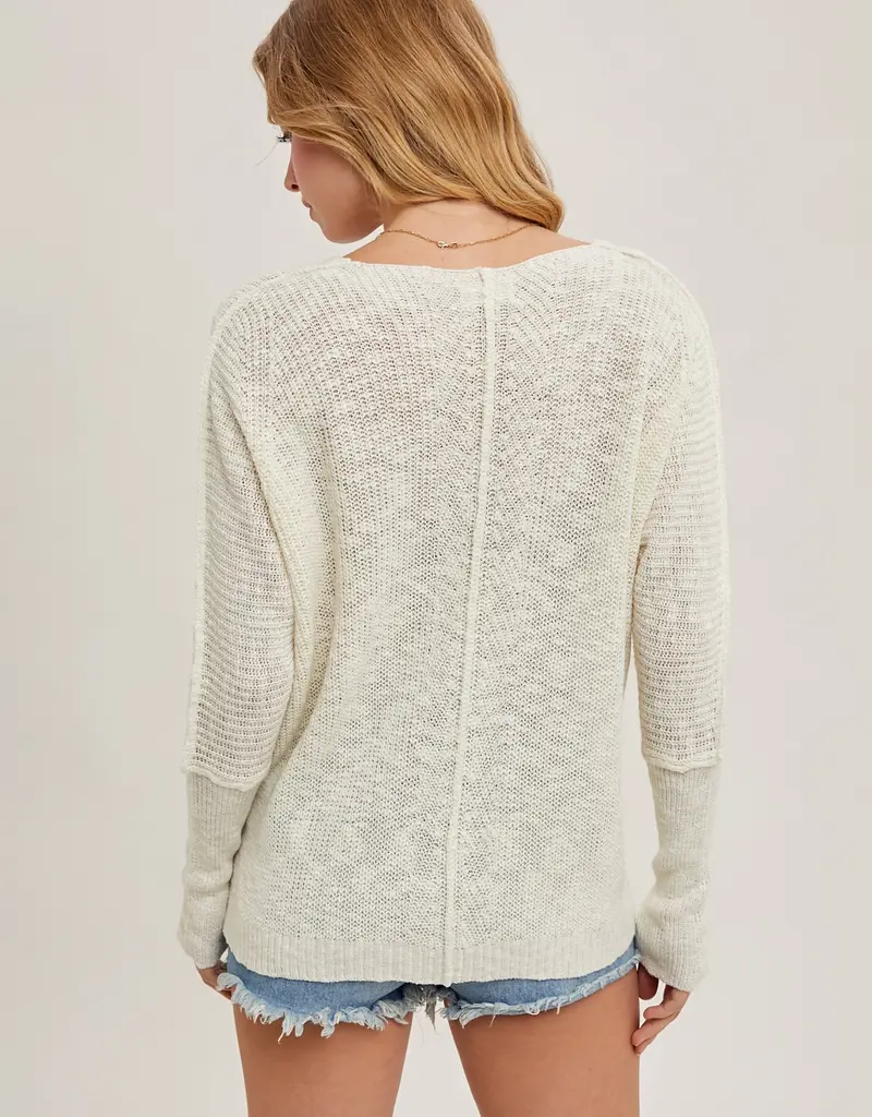 509 Broadway Loose V-Neck Sweater Pullover