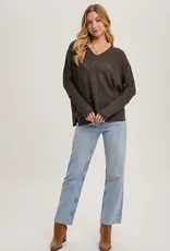 509 Broadway Loose V-Neck Sweater Pullover