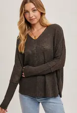 509 Broadway Loose V-Neck Sweater Pullover