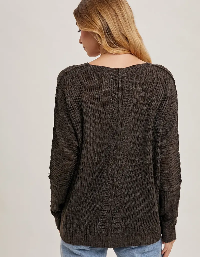 509 Broadway Loose V-Neck Sweater Pullover