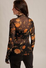 509 Broadway Floral Mesh Print Top