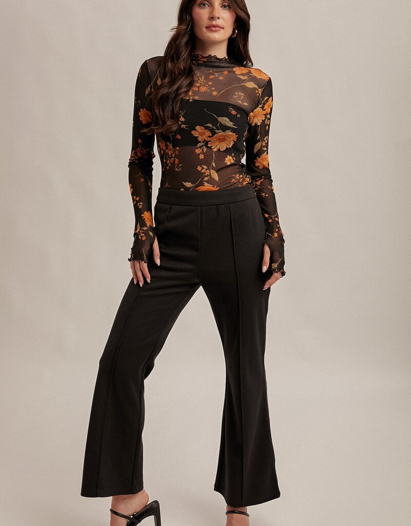 509 Broadway Floral Mesh Print Top