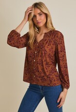 509 Broadway Notch Neck Ditsy Top
