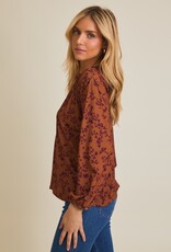 509 Broadway Notch Neck Ditsy Top
