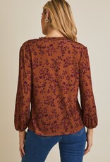 509 Broadway Notch Neck Ditsy Top