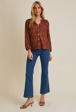509 Broadway Notch Neck Ditsy Top