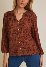 509 Broadway Notch Neck Ditsy Top